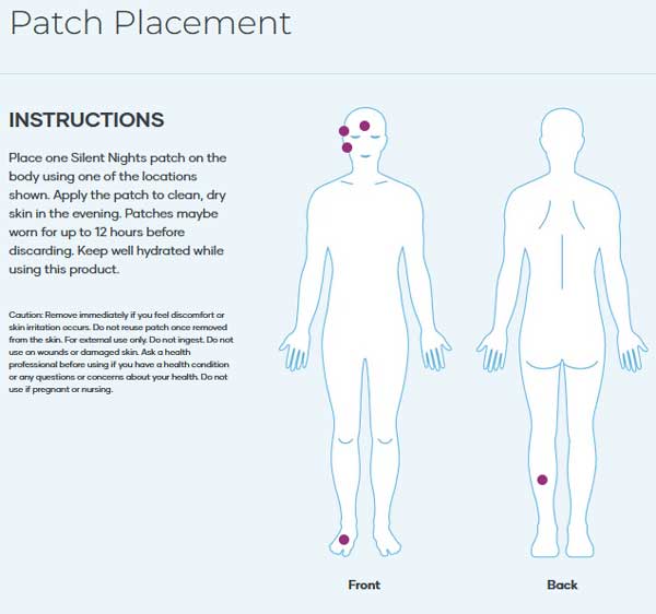 Natural sleep patch placement