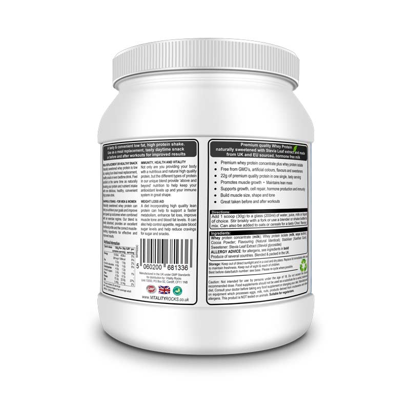Stevia Sweetened Whey Protein Powder Vitality Rocks